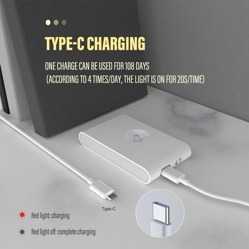 lampe nuit aimantée murale led rechargeable type blanc moderne chambre toilettes escalierurgence