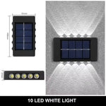 applique murale solaire noire 10 led lumière blanche moderne auto installationextérieur