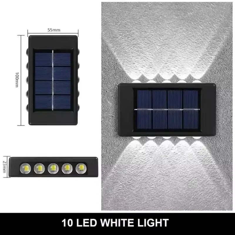 applique murale solaire noire 10 led lumière blanche moderne auto installationextérieur