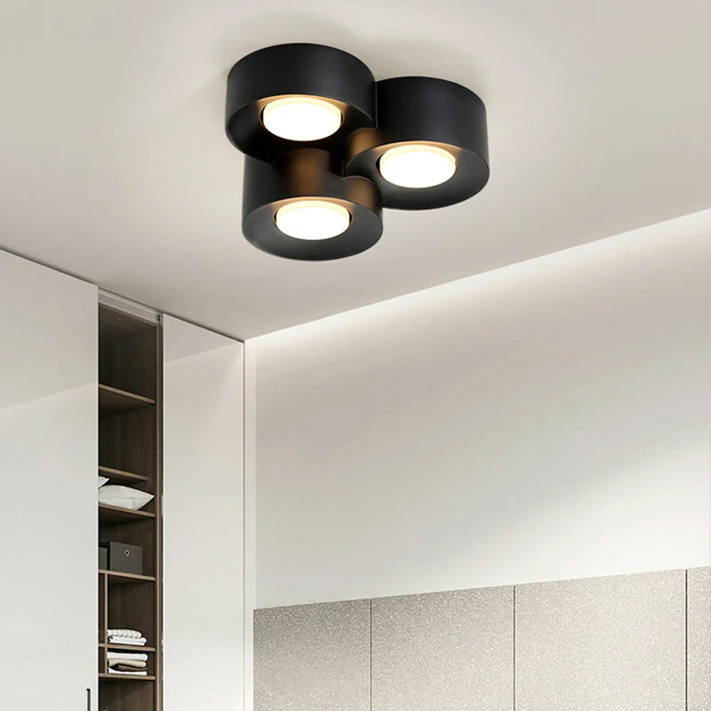 Spot moderne led blanc adhésif base fixation diffuseur rond lisse