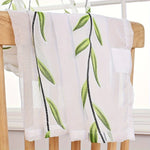 rideau moderne feuilles vertes blancs fenêtre maison 100% polyester deux pièces