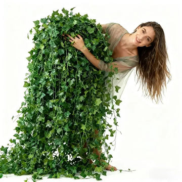guirlande vigne artificielle 960cm bohème rustique décoration murale intérieur vert blanc feuilles tiges fines