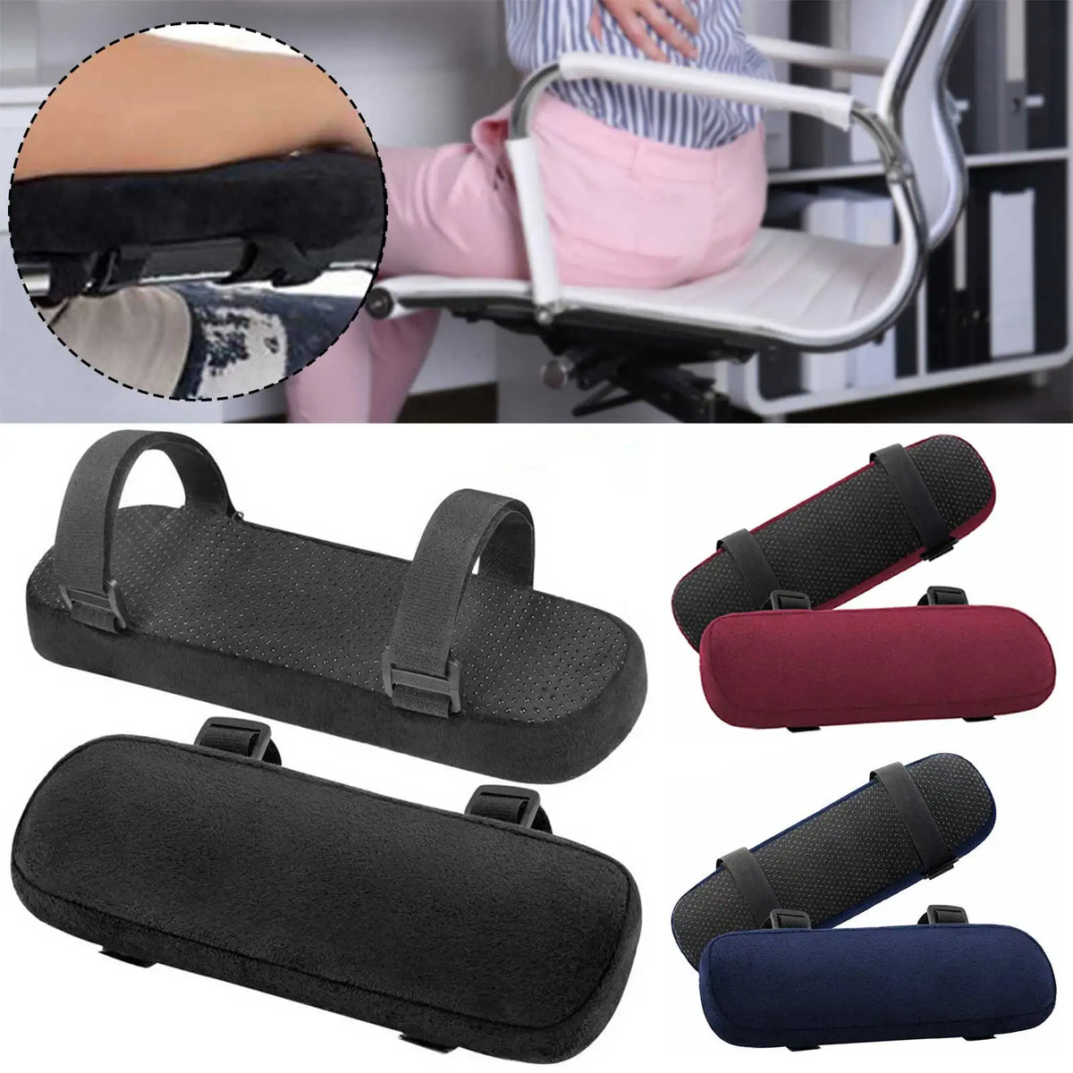 coussin soutien dos noir bleu marine confortable ergonomique chaise lavable bandes velcro