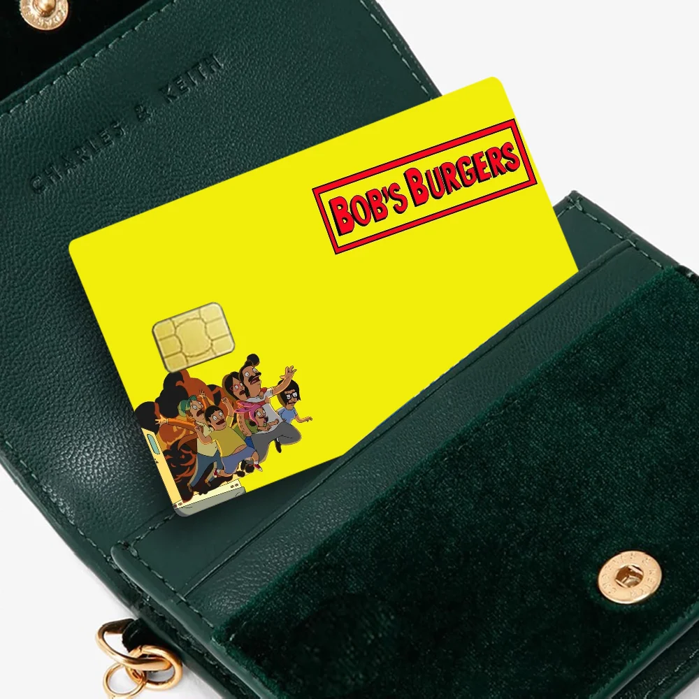 sticker adhésif carte crédit dessin animé bob's burgers the movie waterproof réutilisable bleu jaune