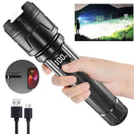 lampe torche led rechargeable usb affichage numerique etanche ipx8 longue durée camping noir texturé
