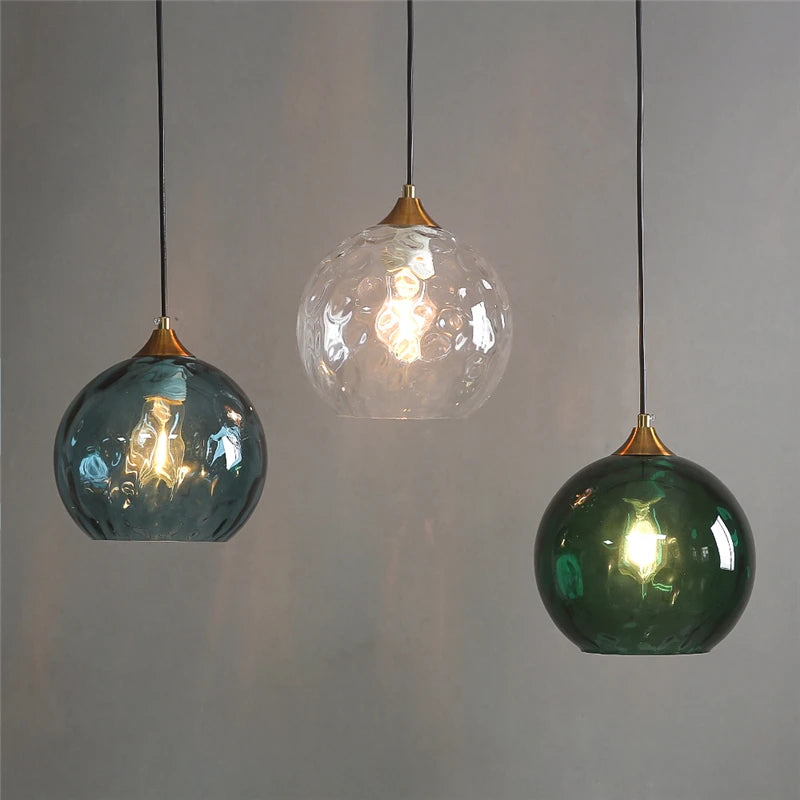 Suspension lumineuse moderne bleu clair vert foncé texture ondulée élégante chambre salon