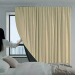 rideau tubulaire polyester opaque moderne beige clair fenêtre plissé tringle métallique isolation thermique protection