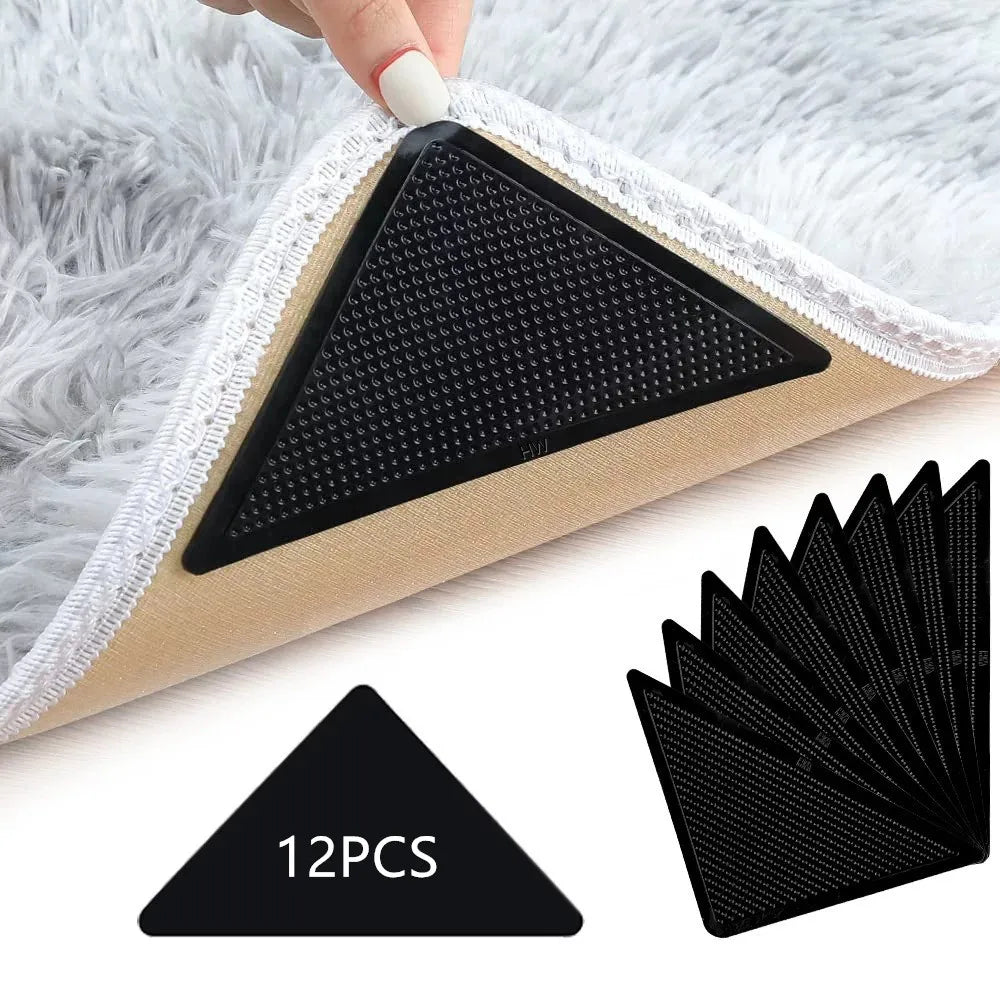 anti dérapage tapis adhésif triangles perforations moderne noir beige 12 pièces