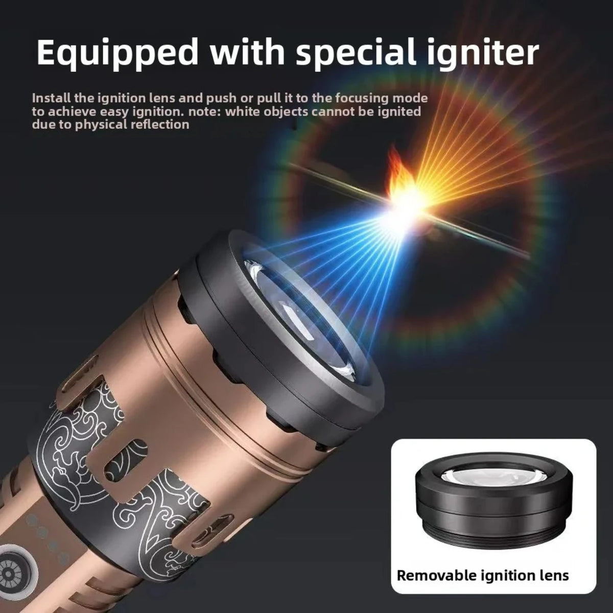torche led rechargeable zoom lcd modes étanche puissance lumineuse alloy outdoor nuit