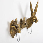 pendentif tête cerf doré résine décorative moderne fourrure chaîne accessoire mur fixations