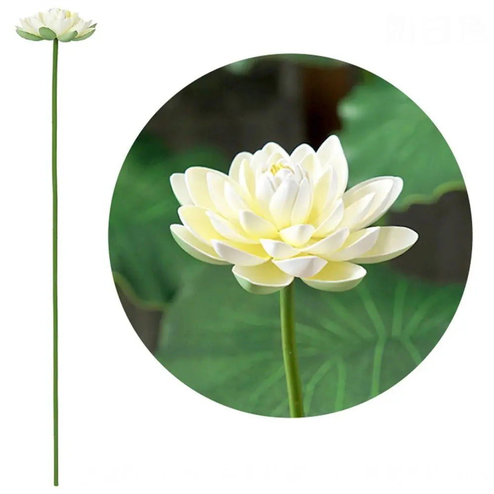 fleur artificielle lotus tige longue décoration intérieure vert rose blanc naturel détaillé Pods Feuilles