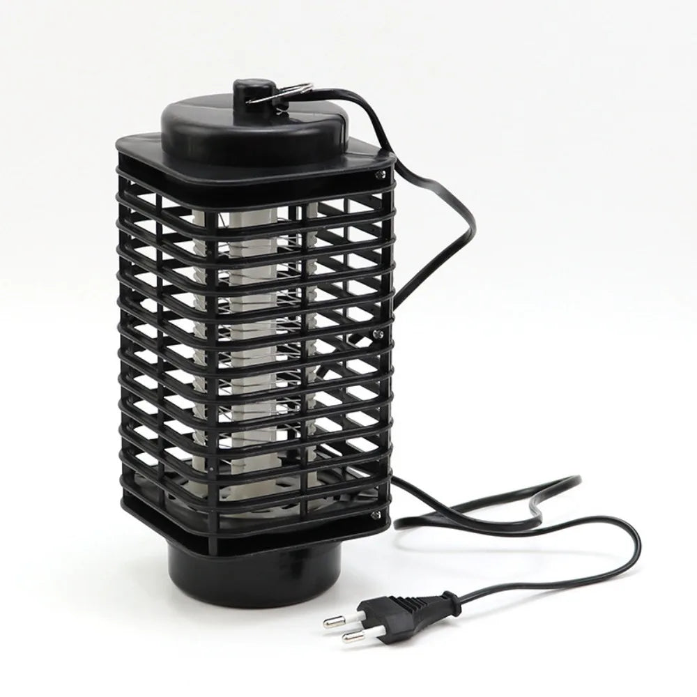 lampe anti moustiques electrique noir moderne barreaux horizontaux 22cm hauteur 10.5cm diametre