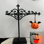 lampe poser rétro noire motif géométrique métal tringle suspension led