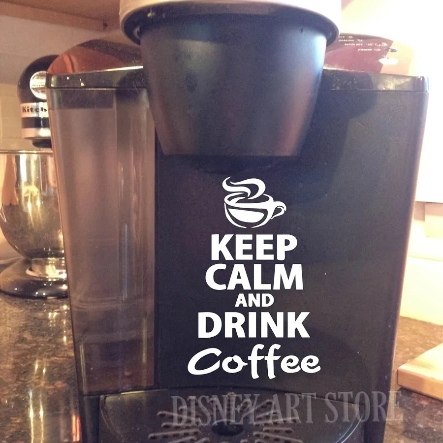 autocollants muraux vinyle citation lettres keep calm drink coffee noir adhésif moderne kitchen restaurant
