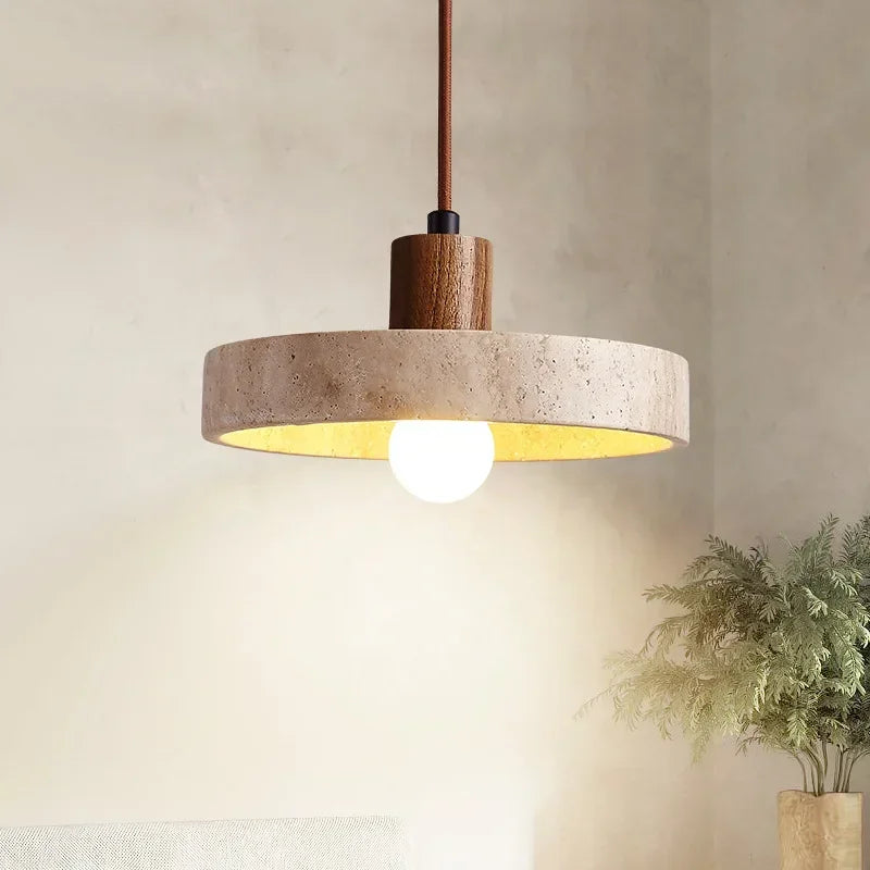 suspension lumineuse pierre gris moderne câble suspendu 3000K 6000K bois foncé