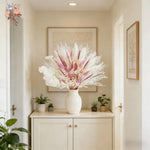 bouquet plumes graminées fleurs séchées blanc rose boho décoration intérieure anniversaire mariage