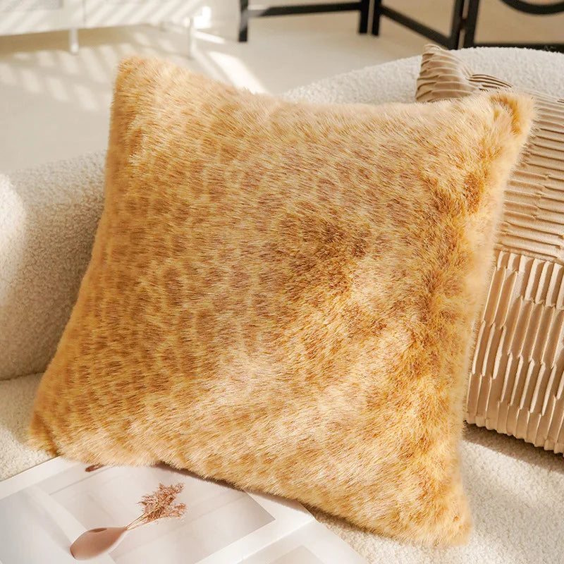 coussins patchwork marron beige motifs géométriques imprimé léopard contemporain polyester coton respectueux environnement non