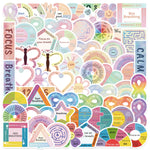 stickers adhésifs apaisants calmes textes circulaires modernes rose bleu vert jaune blanc trace labyrinthe