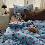 linge lit drap housse taie oreiller polychrome pois moderne violet rouge bleu clairsetSize twin