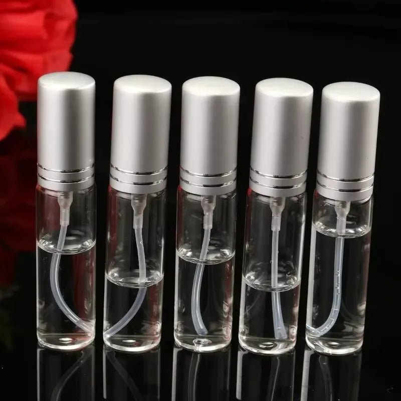 spray verre transparent argenté moderne minimaliste 10ml bouteille rechargeable cosmétique parfum liquide tonique