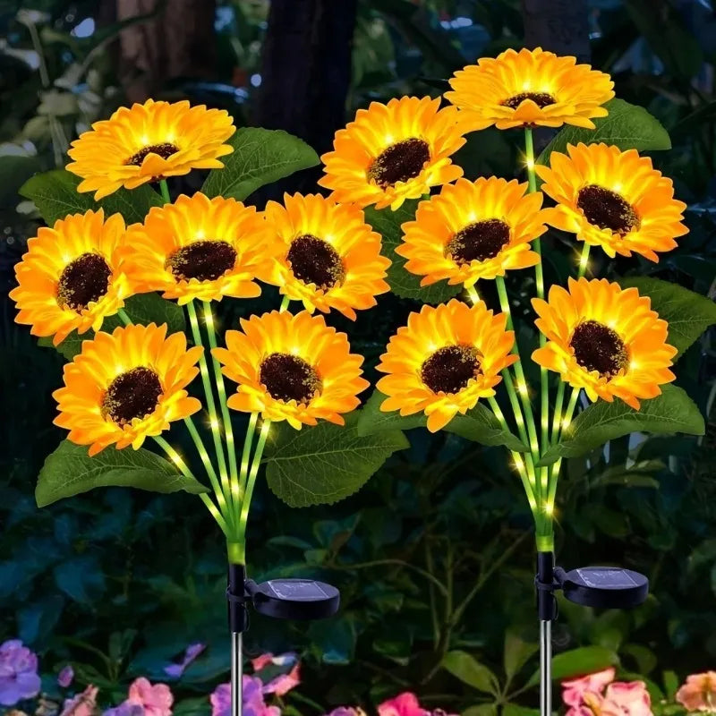 décoration extérieure tournesols artificiels jaune vert moderne clips solaires jardin patios