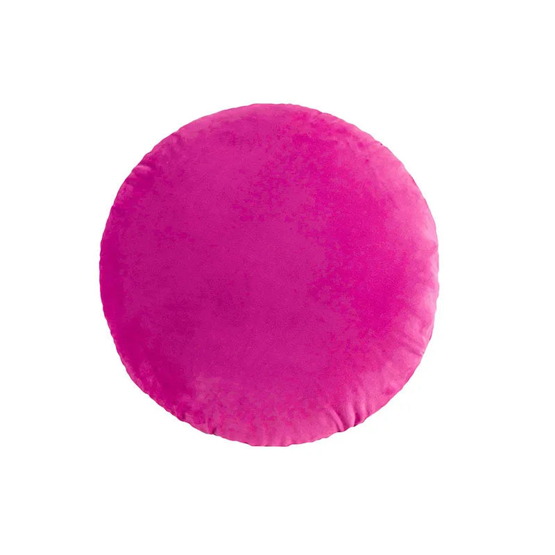 taies d'oreillers rondes velours couleurs unies moderne décoratives intérieur blanc bleu marine jaune rose