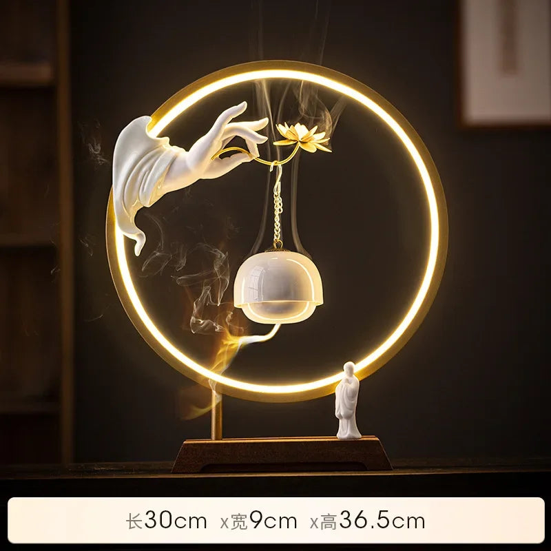 lampe décorative contemporaine main fleur blanc doré rouge sculptée minimaliste