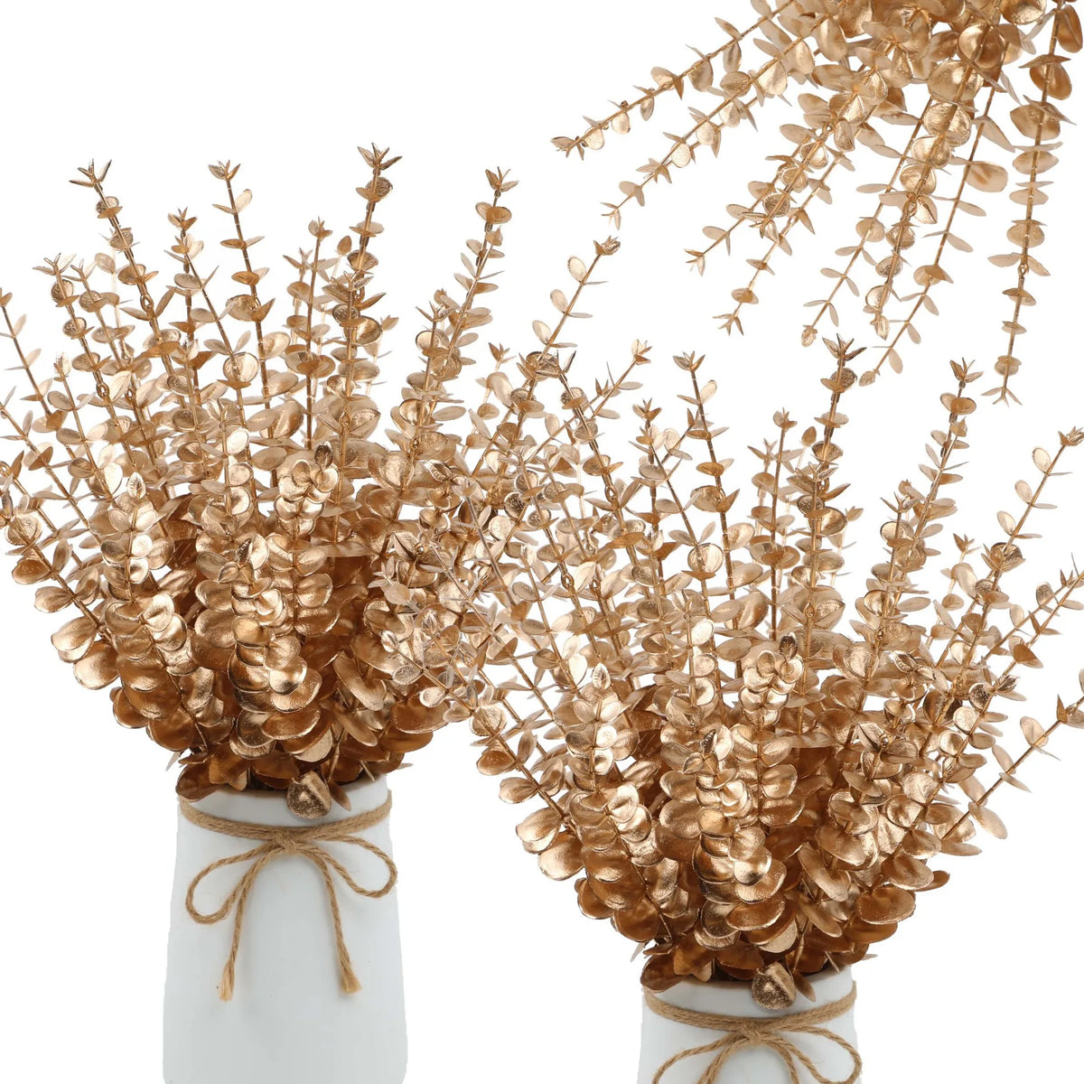 branche artificielle eucalyptus feuilles rondes vertes dorées décoration mariage centre table intérieur extérieur