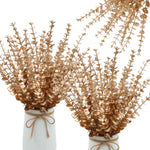 branche artificielle eucalyptus feuilles rondes vertes dorées décoration mariage centre table intérieur extérieur