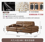 canapé moderne marron clair simili cuir pieds noirs coussins marrons table basse 190cm assemblage