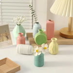 vases céramique pastel texture ondulée minimaliste fleurs artificielles maison