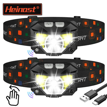 lampe frontale rechargeable led noire camping pêche nuit randonnée mode ajustable ceinture