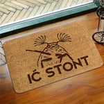 tapis d'entrée marron clair motif personnage humoristique antidérapant résistant décoloration moderne