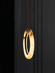 suspension luminaire led cercle marbré variateur moderne minimaliste doré beigeclair
