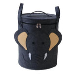 paniers rangement animaux tigre crocodile éléphant jouets gris vert beige couvercle poignées amovibles enfants