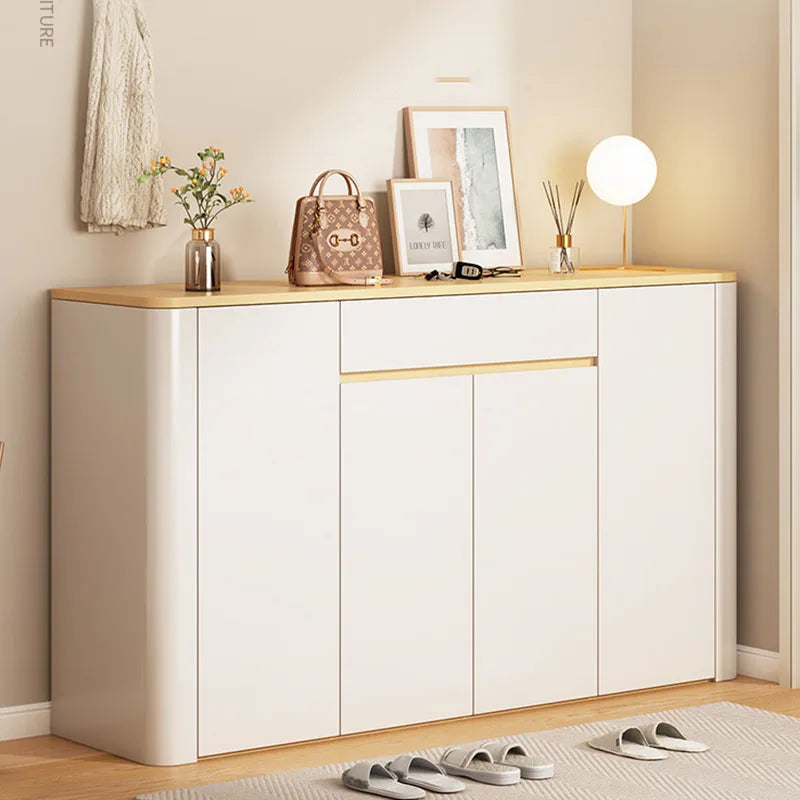 meuble rangement chaussures blanc moderne tiroirs étages minimaliste multifonction