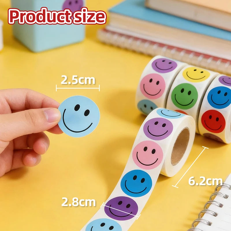stickers adhésifs smiley faces couleurs vives simple enfantin rouge bleu vert violet jaune 25cm