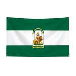 drapeau andalouse espagnol vert blanc symboles dorés arabe décoration intérieure extérieure festives 100x150cm 120x180cm