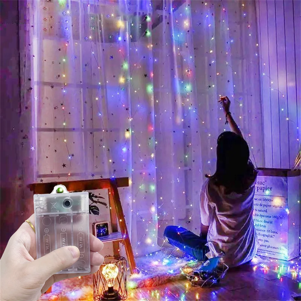 guirlande lumineuse multicolore étoiles moderne 3m 3m 300 led noël anniversaire mariage