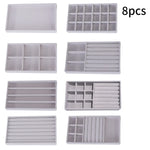 boîtes bijoux velours gris moderne storage ornement colliers boucles doreilles bagues bracelets