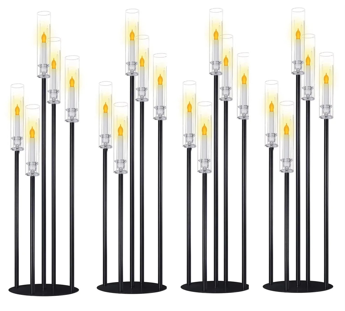 support cierges moderne noir base circulaire tiges verre vis fixations chambre salon
