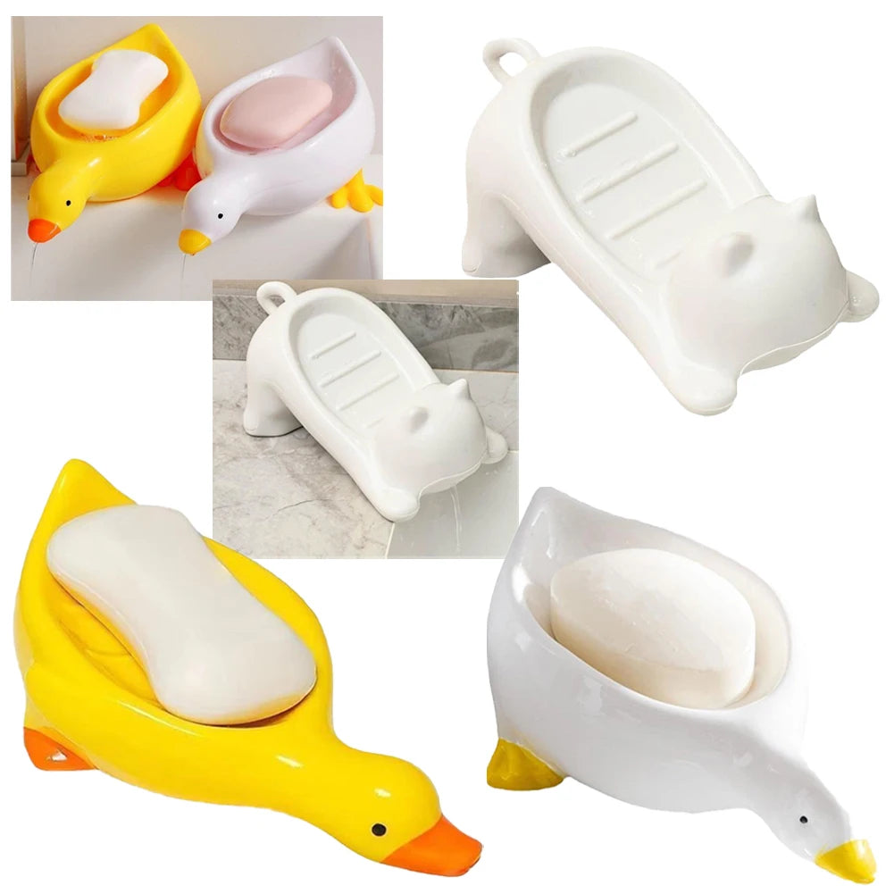 porte savon forme canard chat couleur blanc jaune rose mignon animalier