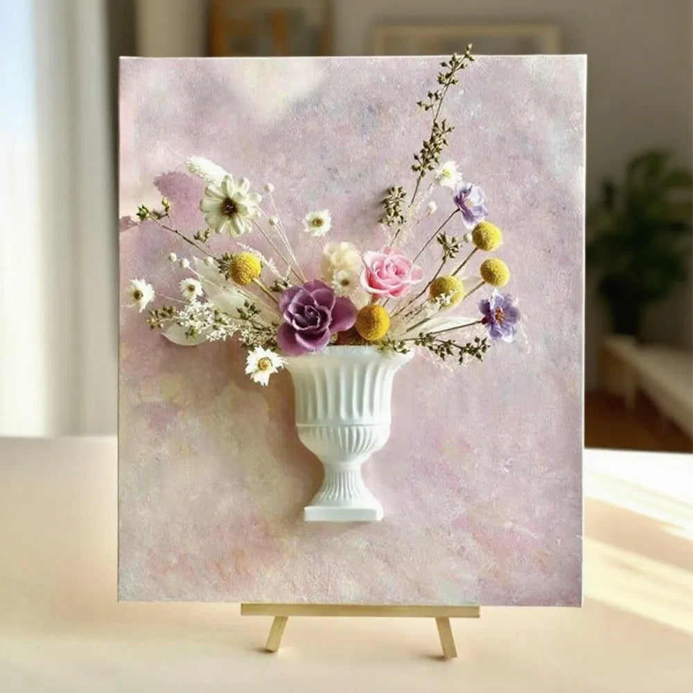 vase mural blanc classique rayures verticales opaque arrangement floral diy