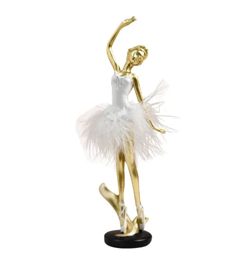 figurine danseuse résine argent doré blanc plume robe mariage anniversaire noël valentin