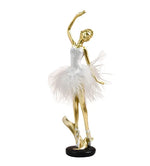 figurine danseuse résine argent doré blanc plume robe mariage anniversaire noël valentin