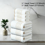 serviettes bain blanches grises bleu marine rayures dorées absorbantes maison bain moderne 70x140cm