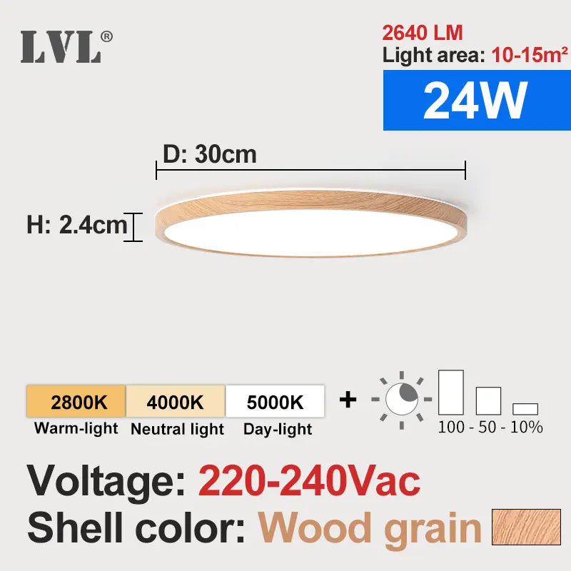 plafonnier led blanc moderne 24w 1080lm 10 15m² facile interrupteur mural