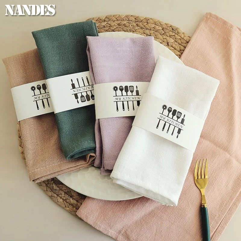 serviettes table coton texture lin moderne vert jaune gris rose beige blanc opaques clips