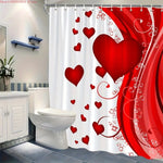 rideau douche moderne rouge coeurs blancs anti moisissure facile installer respectueux environnement durable