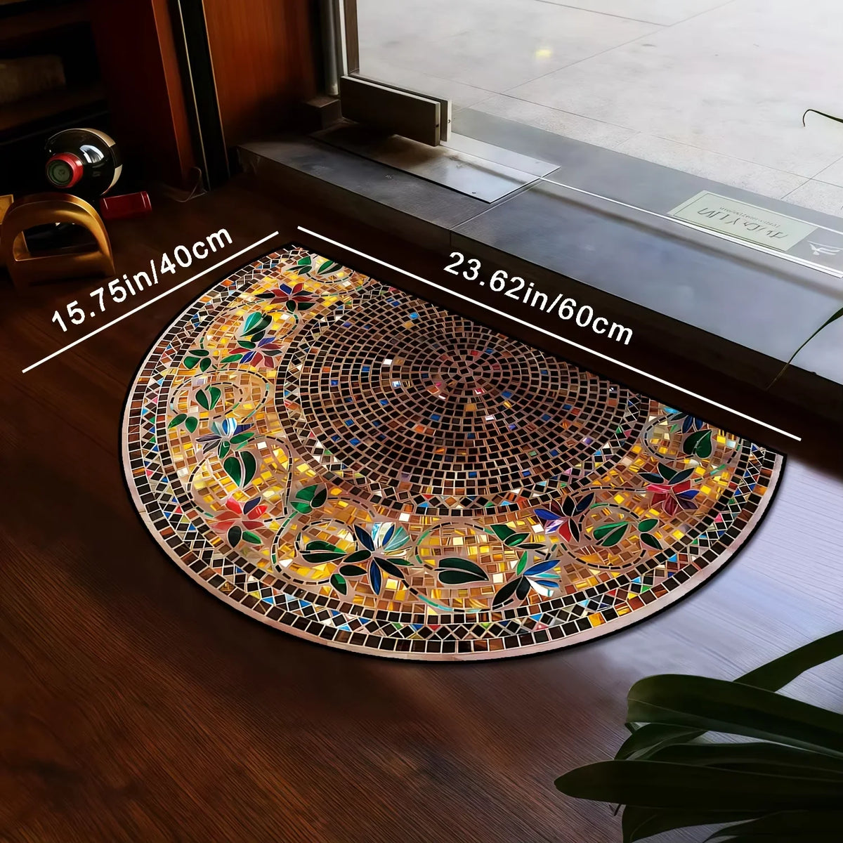tapis d'entrée multicolore moderne mosaïque motifs floraux antidérapant résistant salissuresextérieur salon